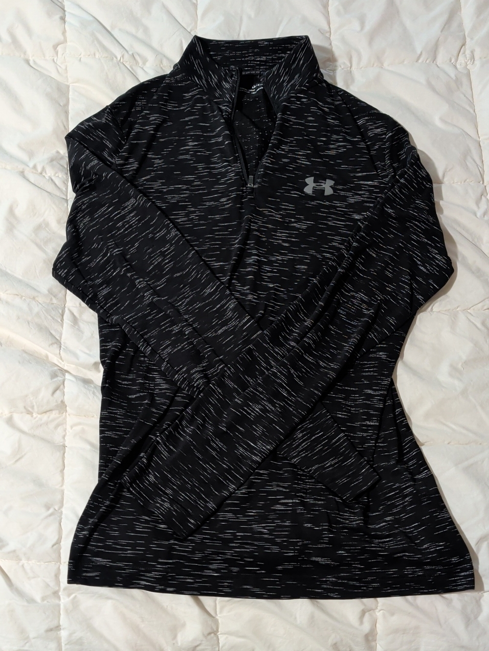 Under Armour Black & Gray Space-Dye 1/4 Zip Long Sleeve Top